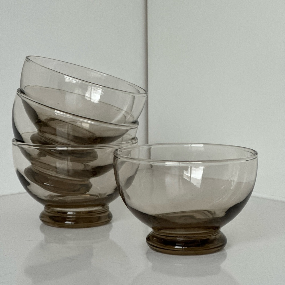 Vintage Dominion Smoked Glass Bowls Set (4)